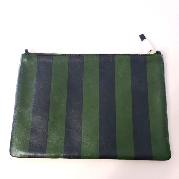 Clare V Handbags - Clare V Leather Clutch Pouch Flat Vertical Striped Stripe Rare Two Tone NEW